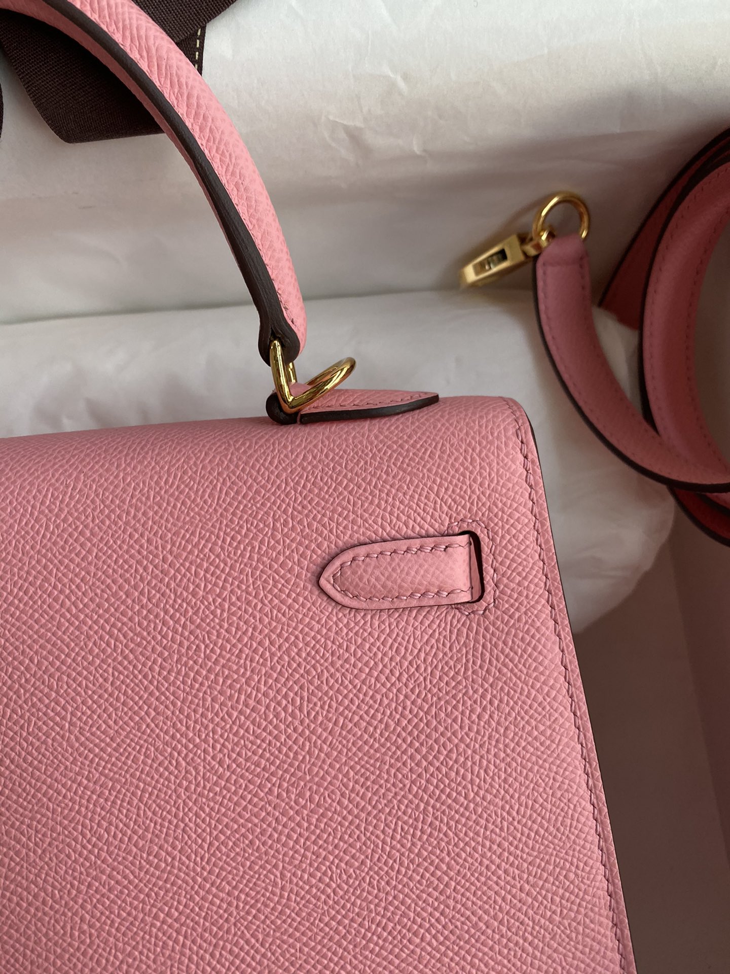 [TOP] HERMES Kelly Epsom Leather 25cm/28cm - Pink & GHW/SHW