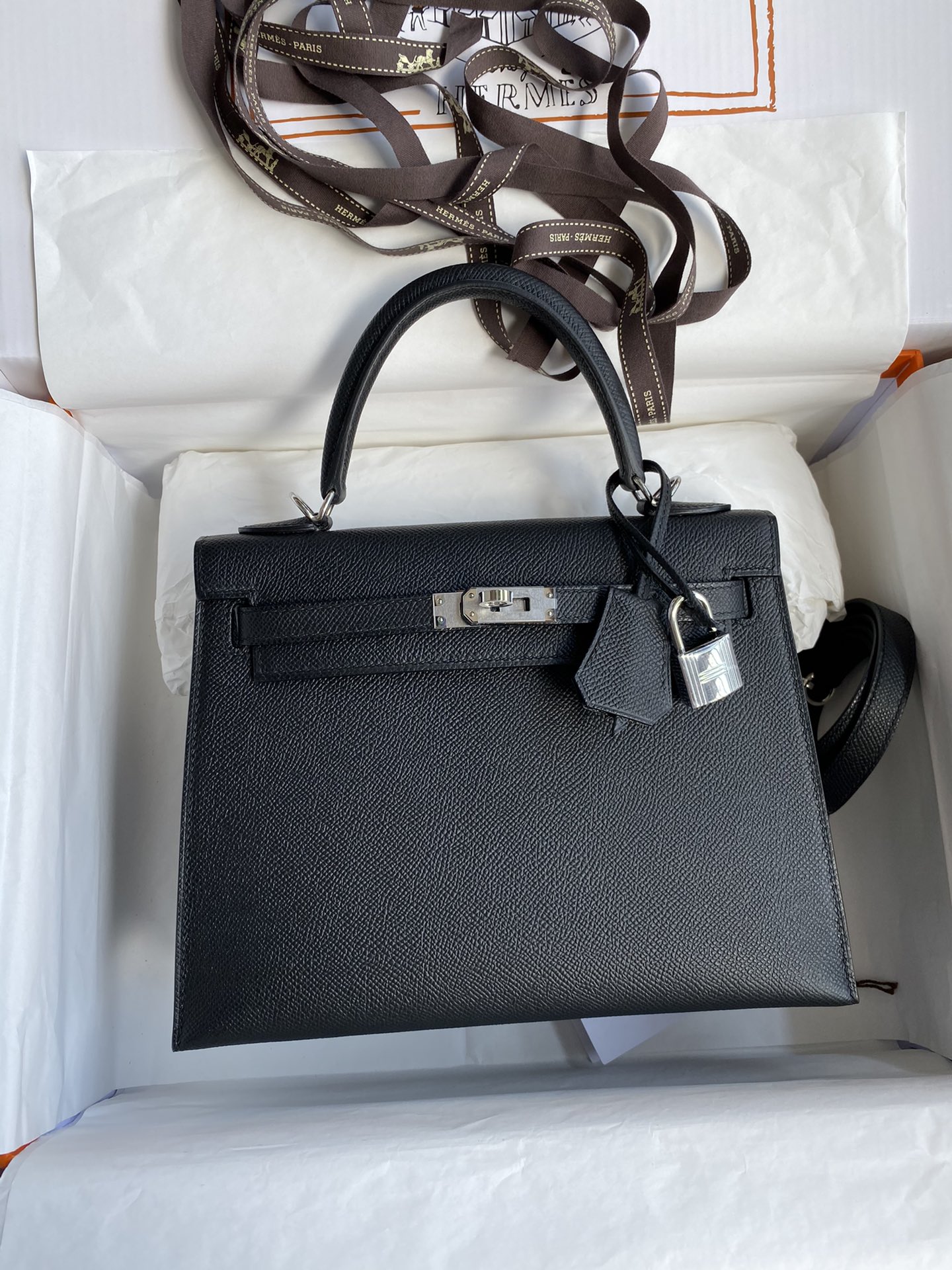 [TOP] HERMES Kelly Epsom Leather 19cm/25cm/28cm/32cm -  Black & GHW/SHW