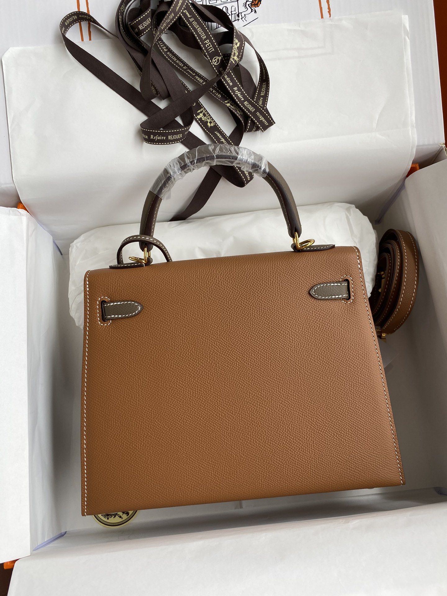 [TOP] HERMES Kelly Epsom Leather 25cm -  Brown & GHW
