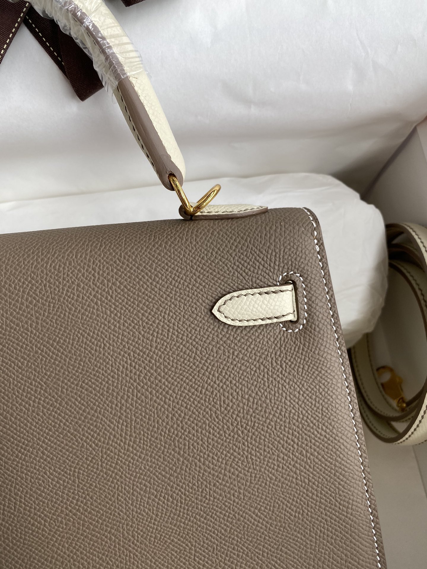 [TOP] HERMES Kelly Epsom Leather 25cm -  Gray & GHW