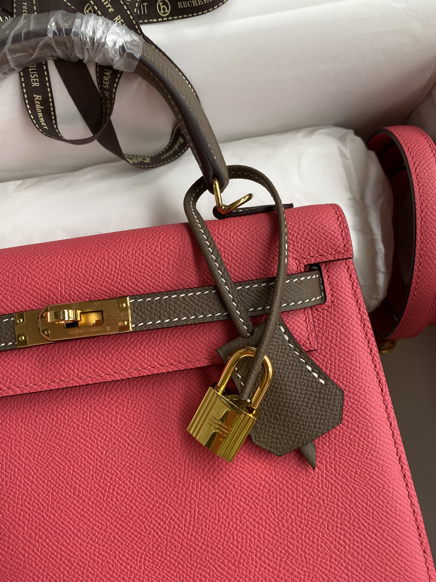 [TOP] HERMES Kelly Epsom Leather 25cm -  Pink & GHW