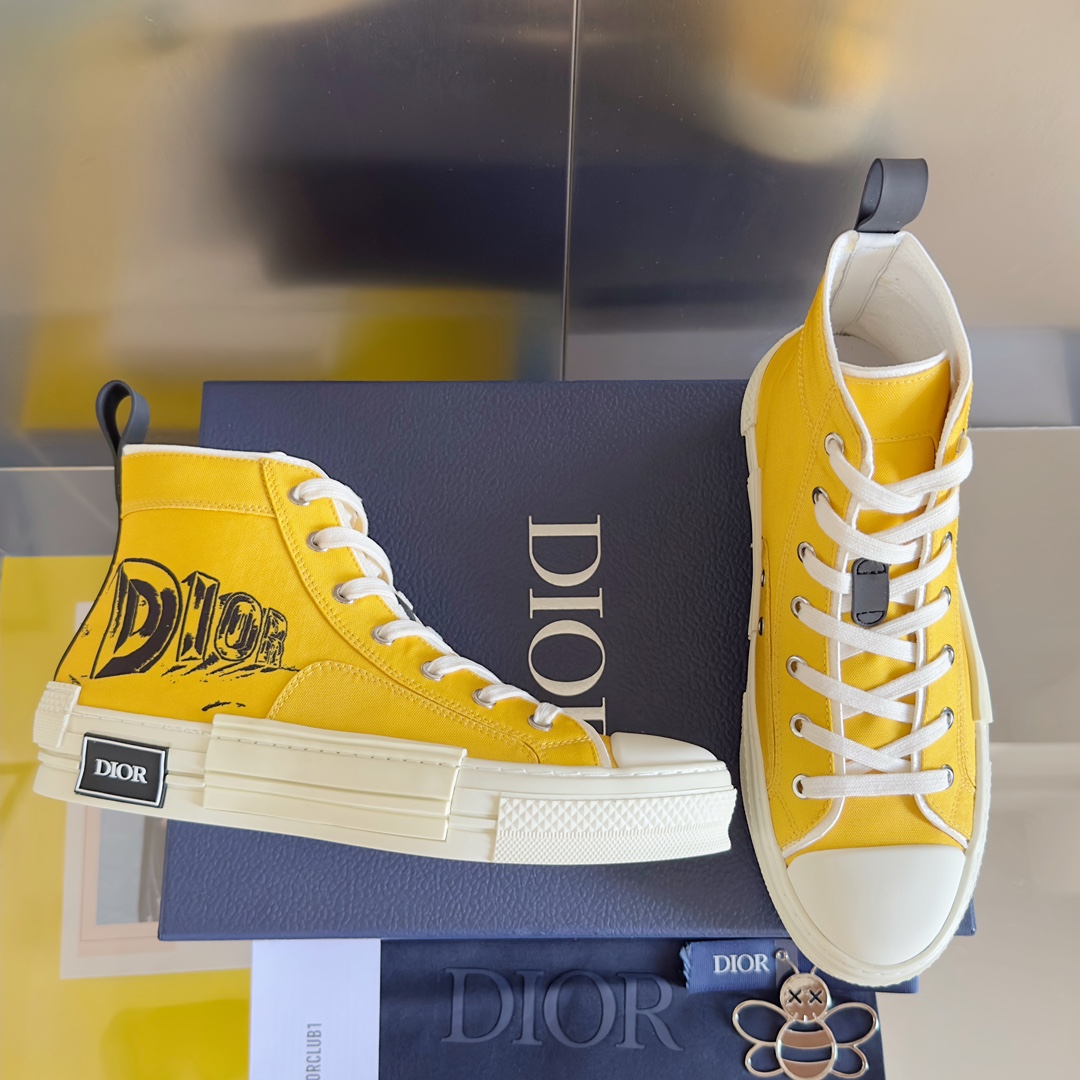 [TOP] Christian Dior B23 High Top Sneakers - Yellow