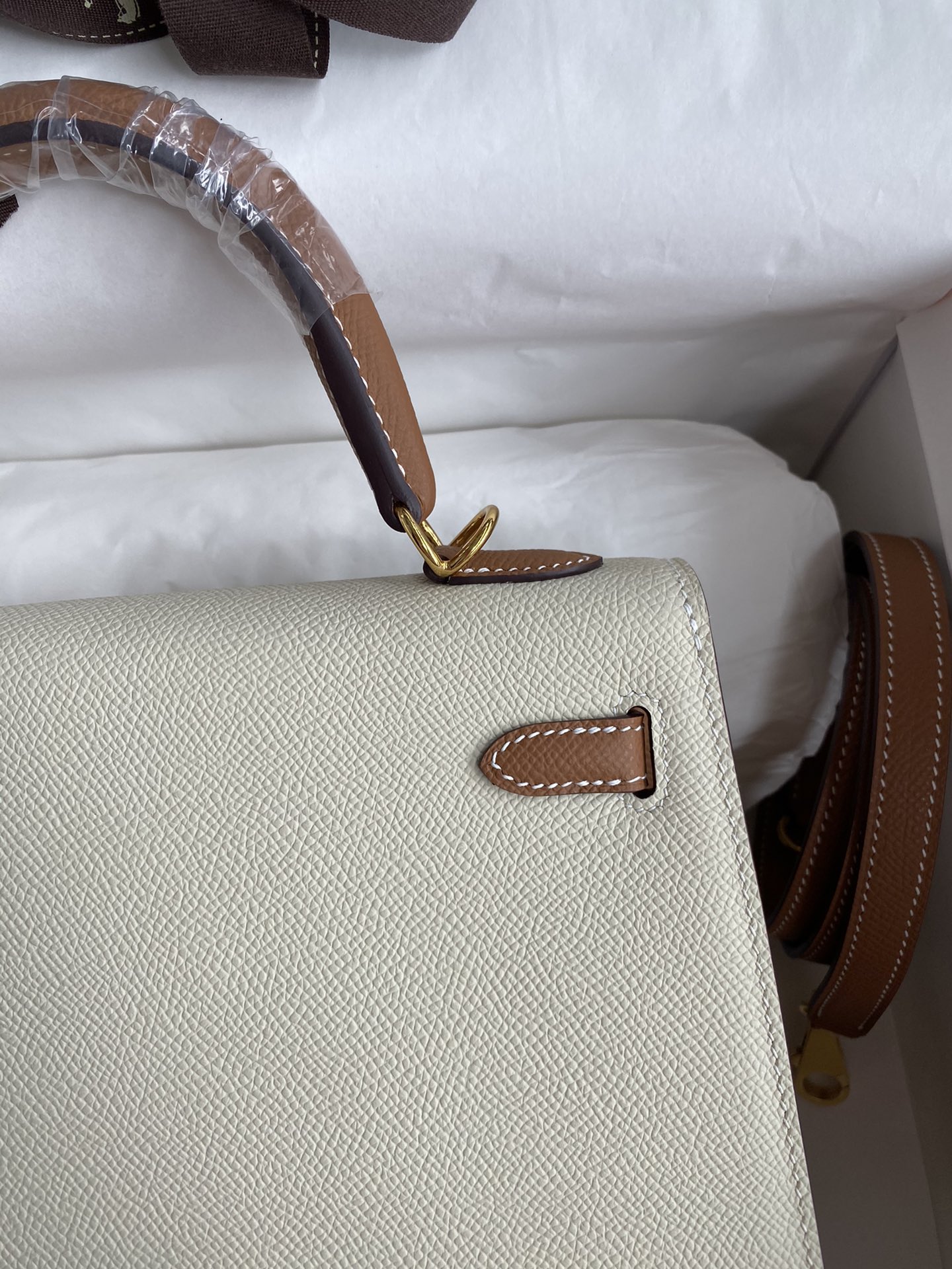 [TOP] HERMES Kelly Epsom Leather 25cm -  White & GHW