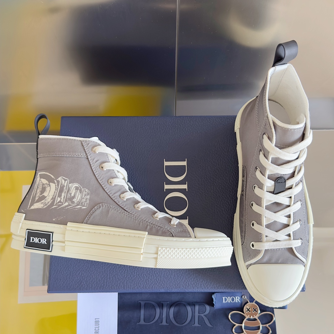 [TOP] Christian Dior B23 High Top Sneakers - Gray