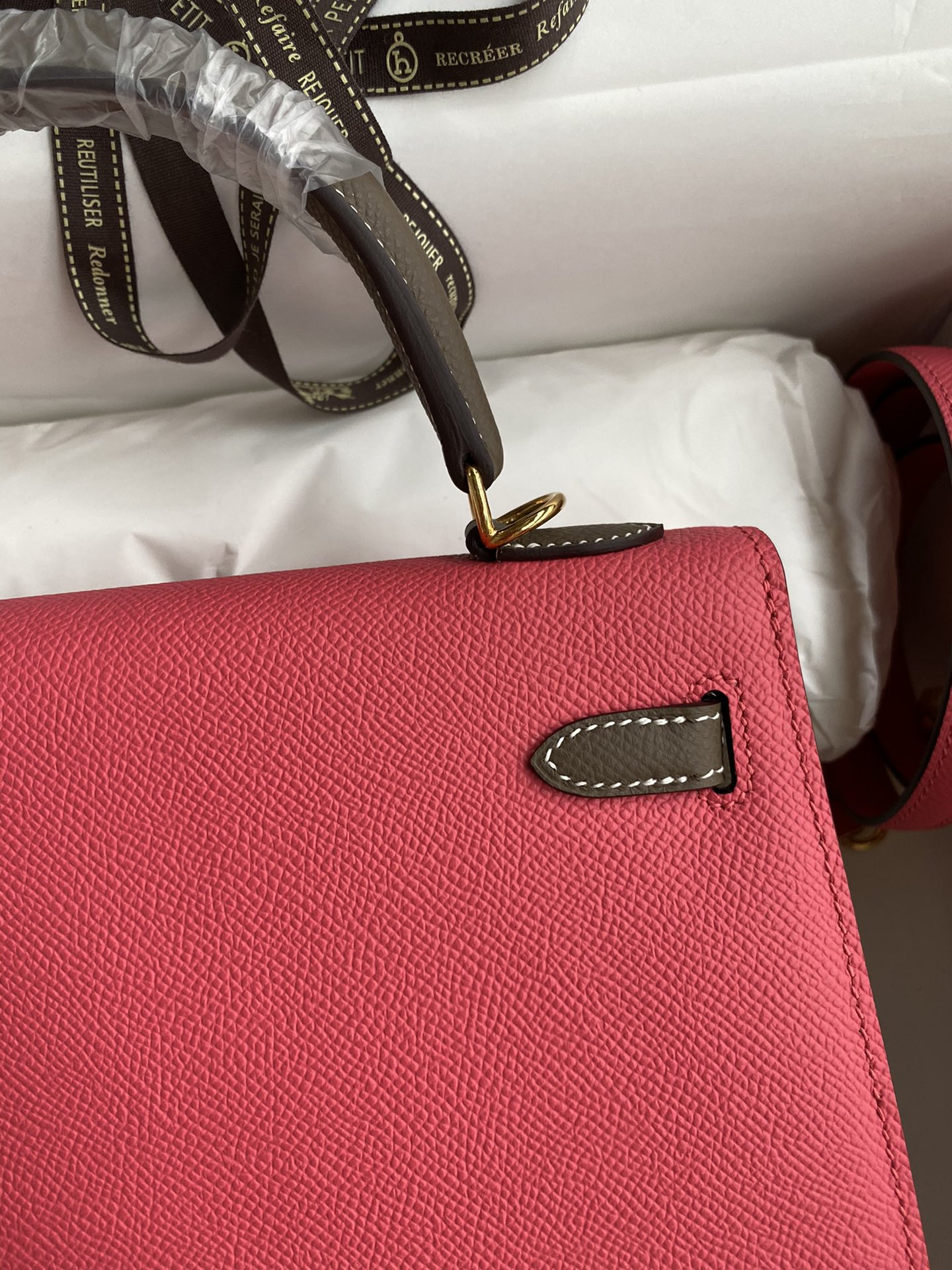 [TOP] HERMES Kelly Epsom Leather 25cm -  Pink & GHW