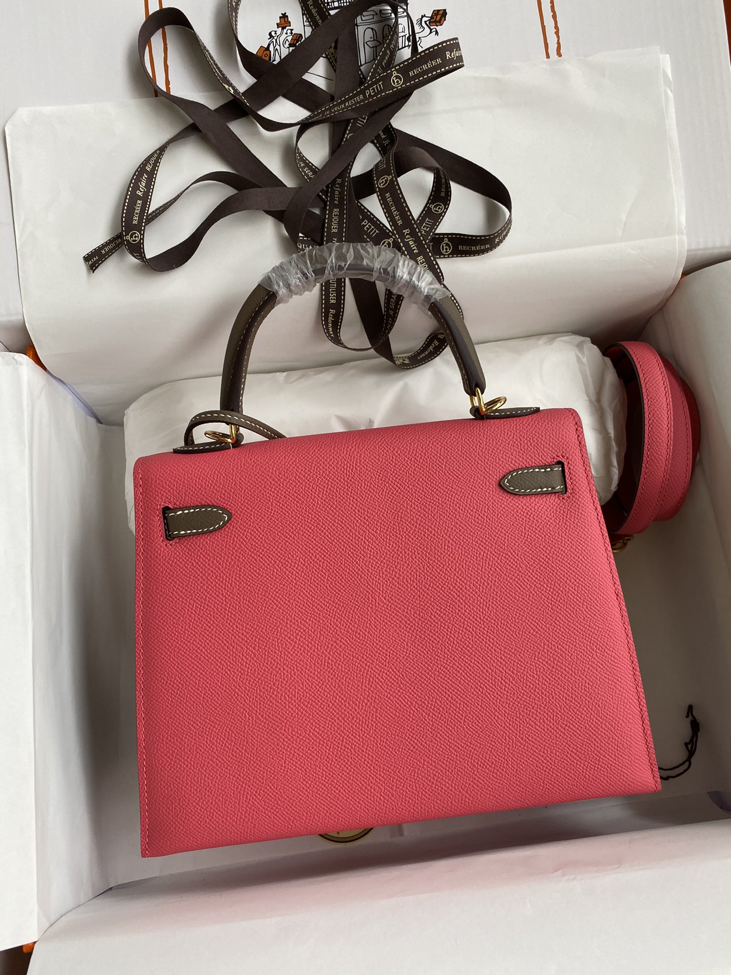 [TOP] HERMES Kelly Epsom Leather 25cm -  Pink & GHW