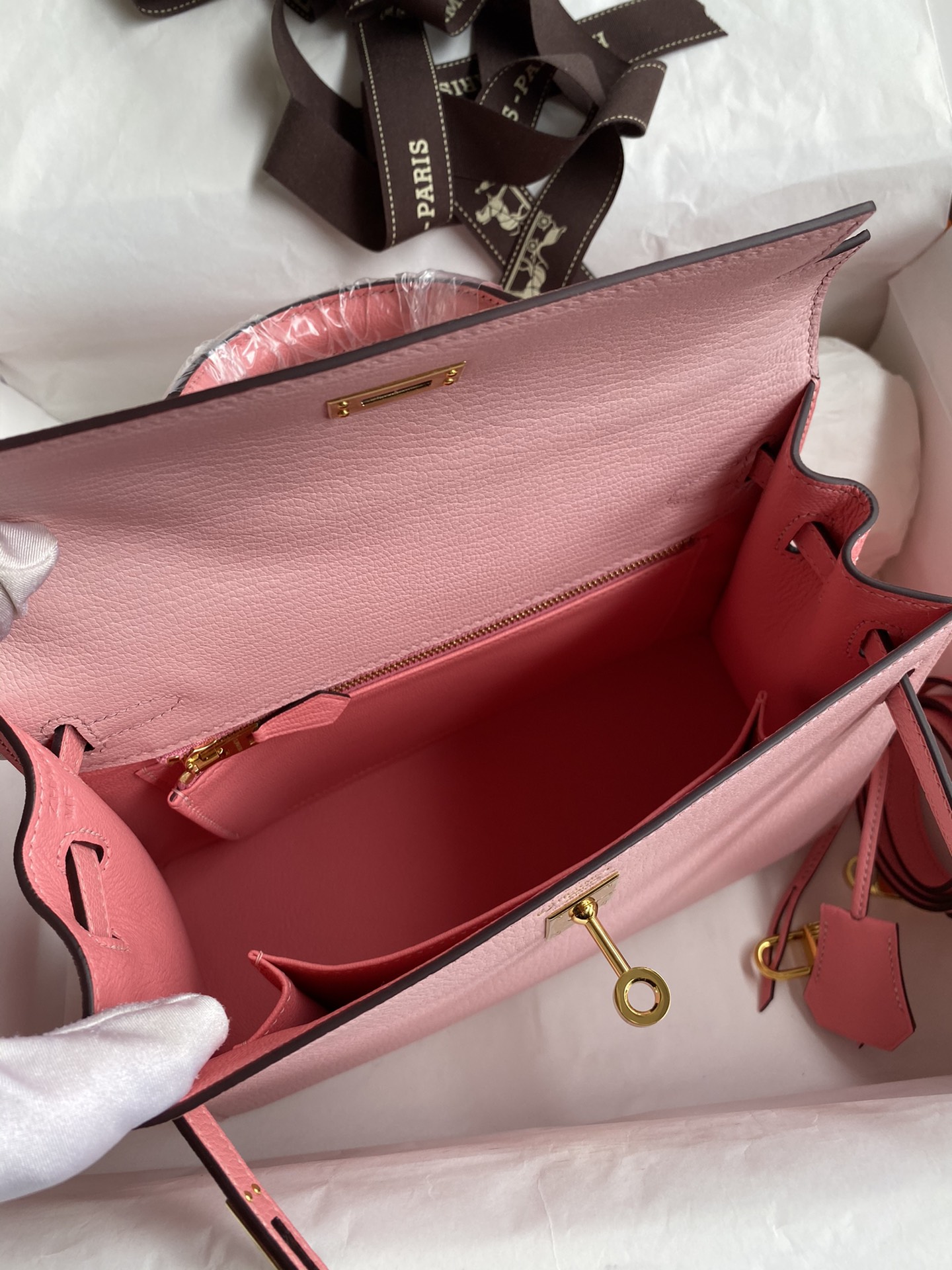 [TOP] HERMES Kelly Chevre Leather 25cm -  Pink & GHW
