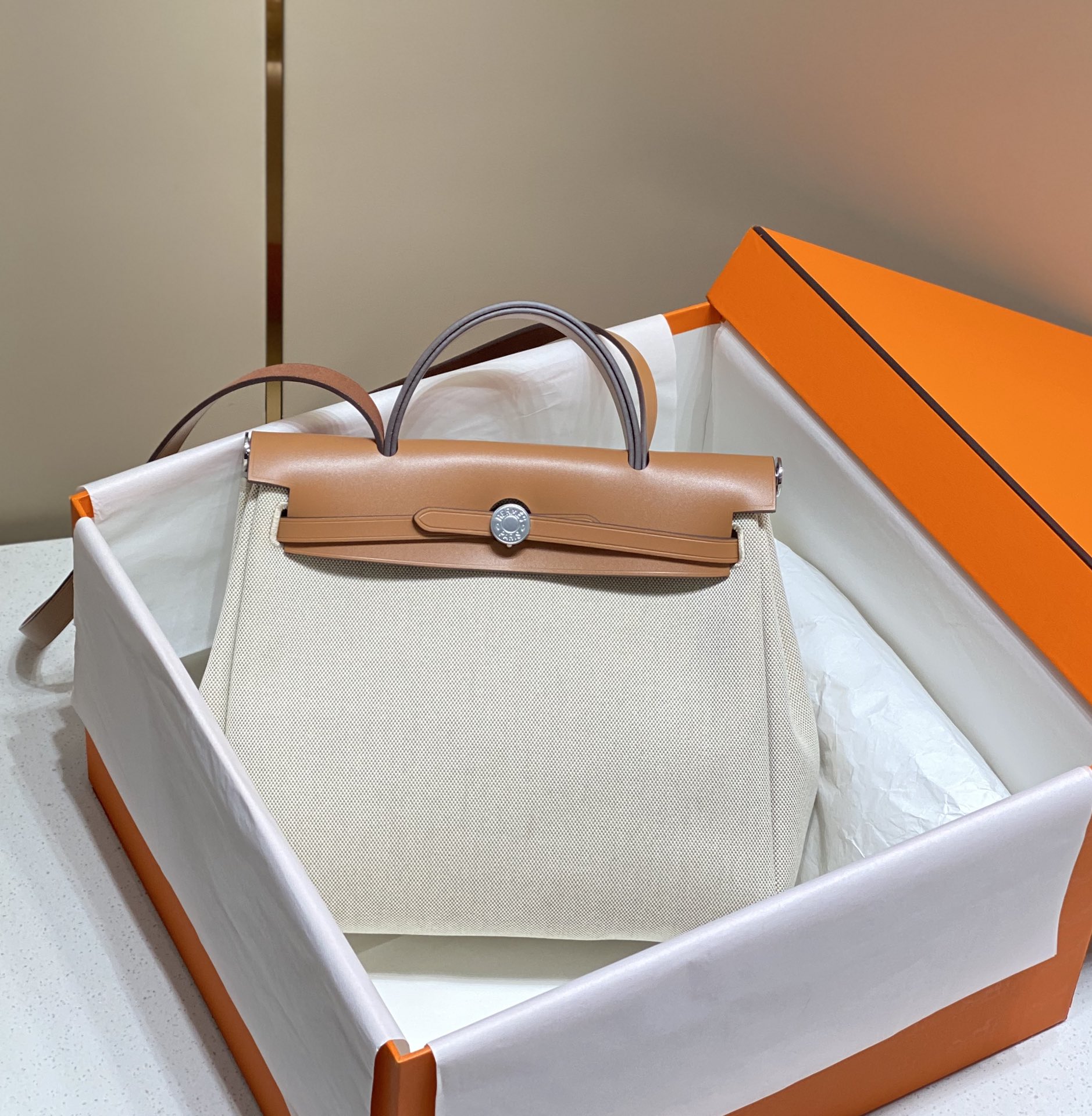 [TOP] HERMES Herbag Zip Canvas Handbag 31cm - 2 Color