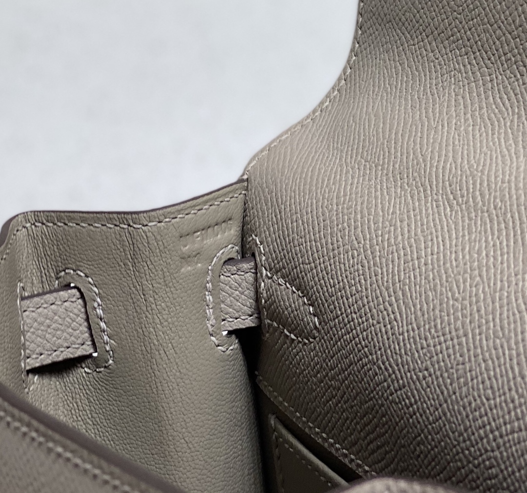 [TOP] HERMES Kelly Epsom Leather 20cm - Grey & GHW
