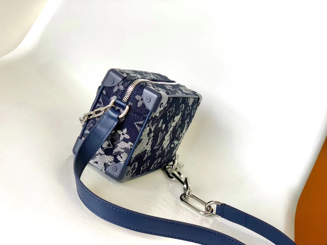 [TOP] Louis Vuitton LV Mini Soft Trunk Monogram Tapestry Bag 18.5 x 13 x 8 cm-Blue