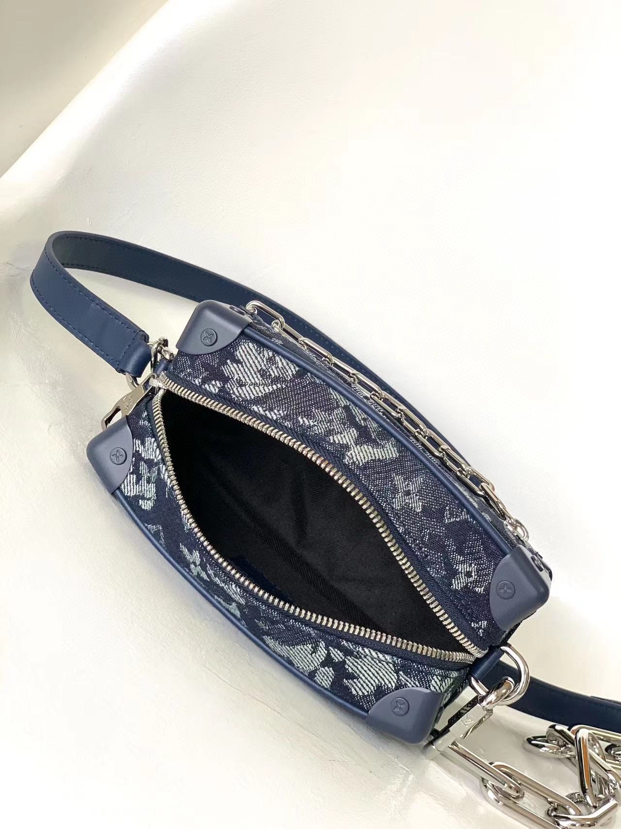 [TOP] Louis Vuitton LV Mini Soft Trunk Monogram Tapestry Bag 18.5 x 13 x 8 cm-Blue