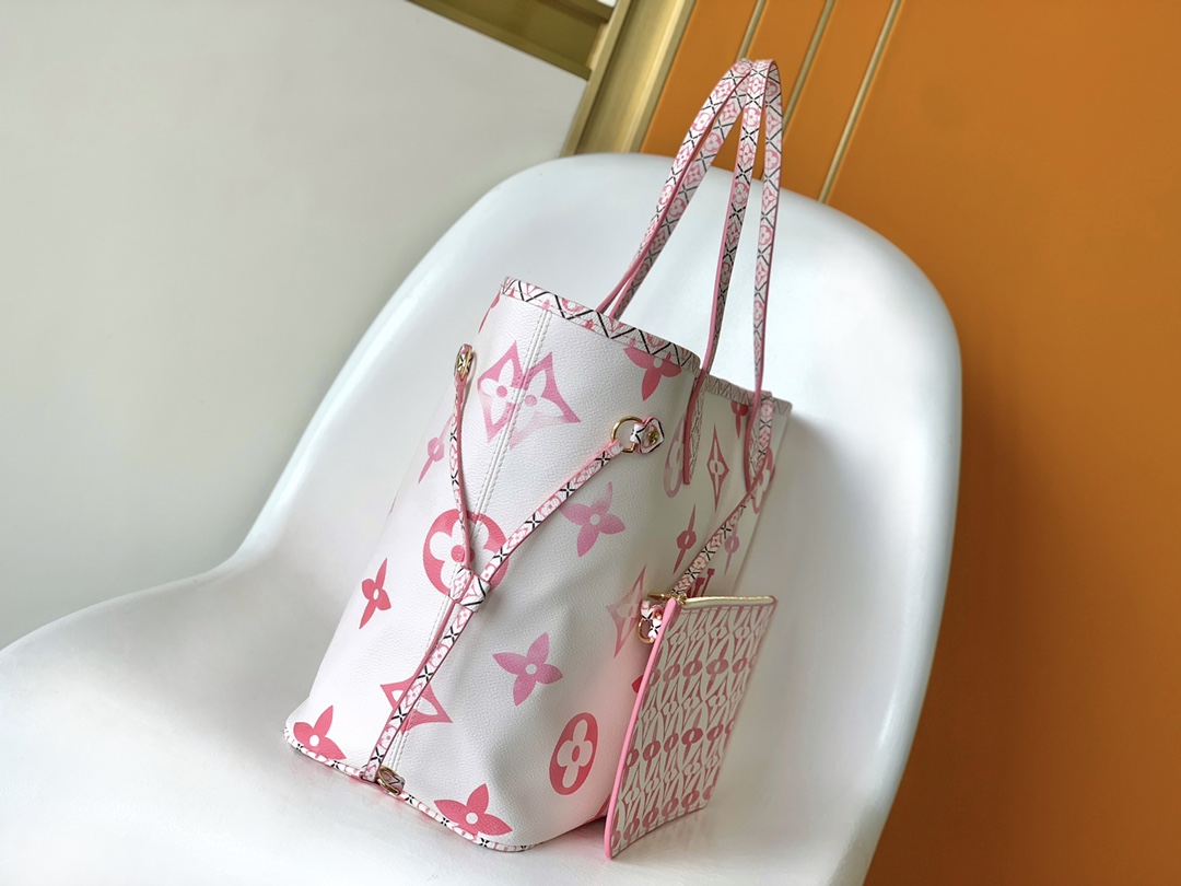 [TOP] Louis Vuitton LV Neverfull Giant Monogram Bag 31 x 28 x 14 cm - Pink