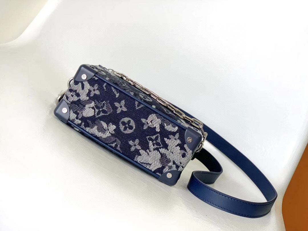 [TOP] Louis Vuitton LV Mini Soft Trunk Monogram Tapestry Bag 18.5 x 13 x 8 cm-Blue