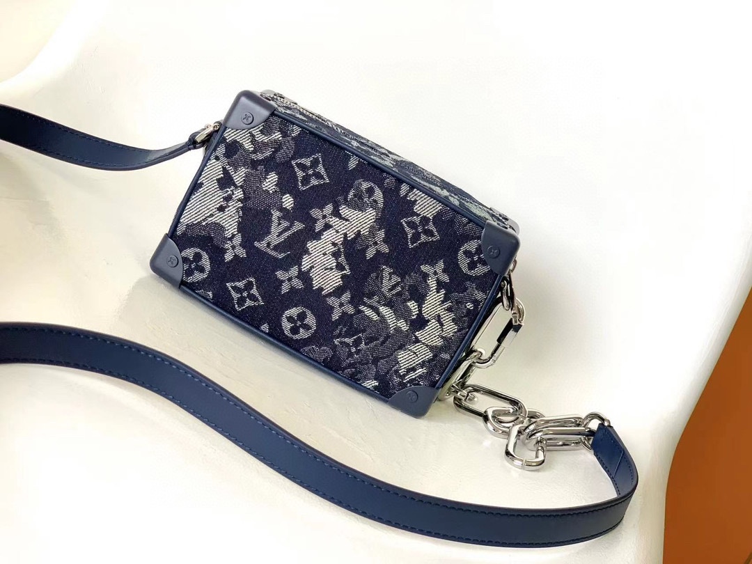 [TOP] Louis Vuitton LV Mini Soft Trunk Monogram Tapestry Bag 18.5 x 13 x 8 cm-Blue
