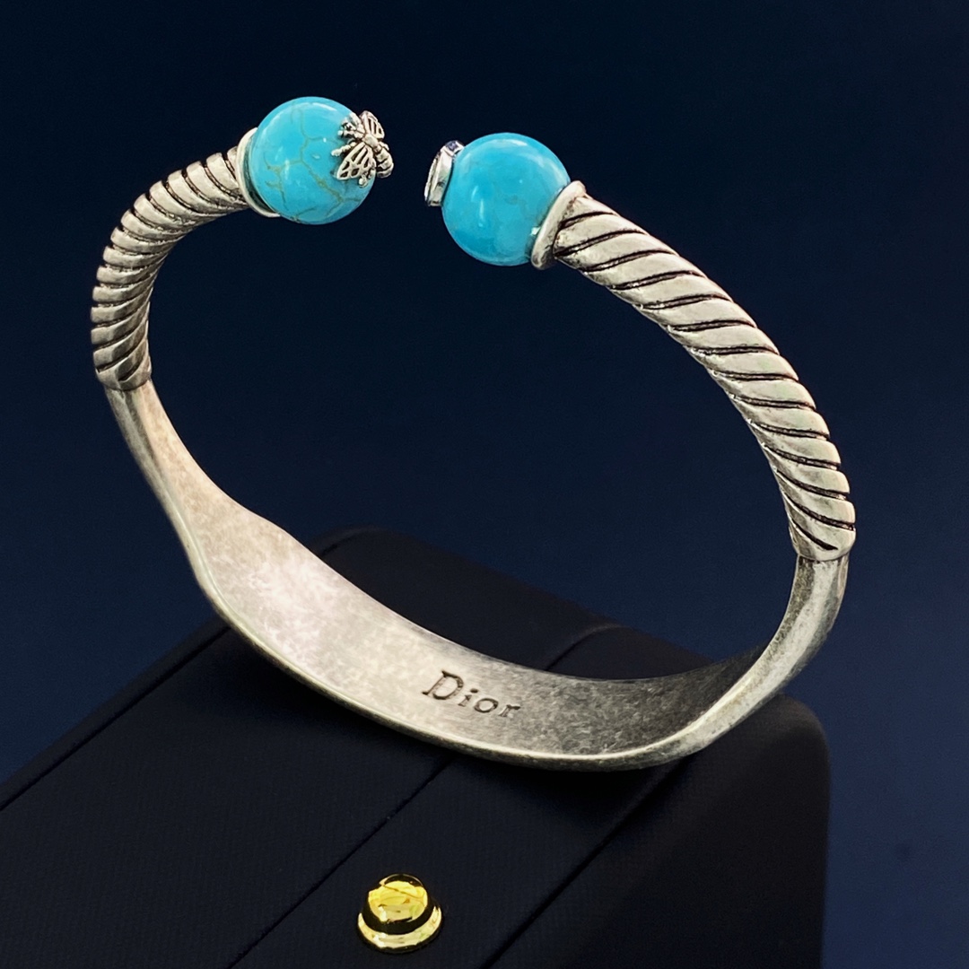 [TOP] Christian Dior Open Bracelet - Silver