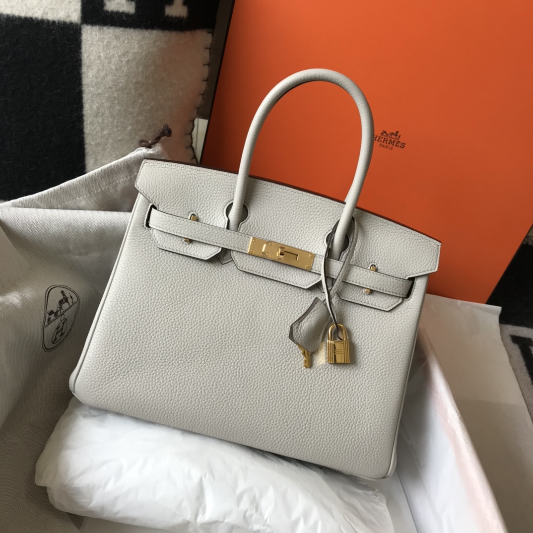 [TOP] HERMES Togo Birkin Bag 25cm - Grey - GHW