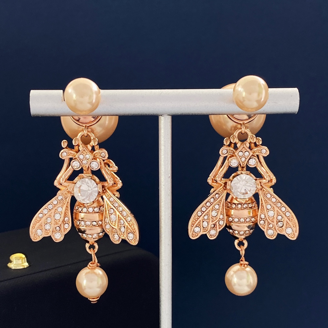 [TOP] Christian Dior Bee Earrings - Rose Gold