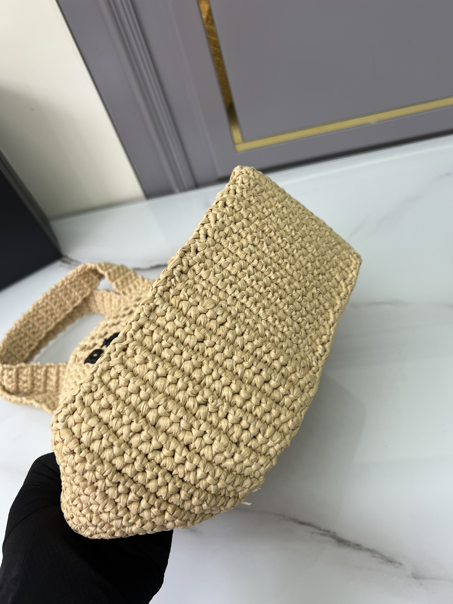 [Top] PRADA Straw Shoulder Bags 26x22x11cm