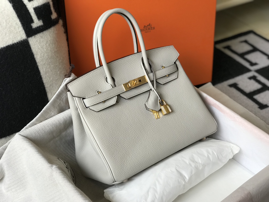 [TOP] HERMES Togo Birkin Bag 25cm - Grey - GHW
