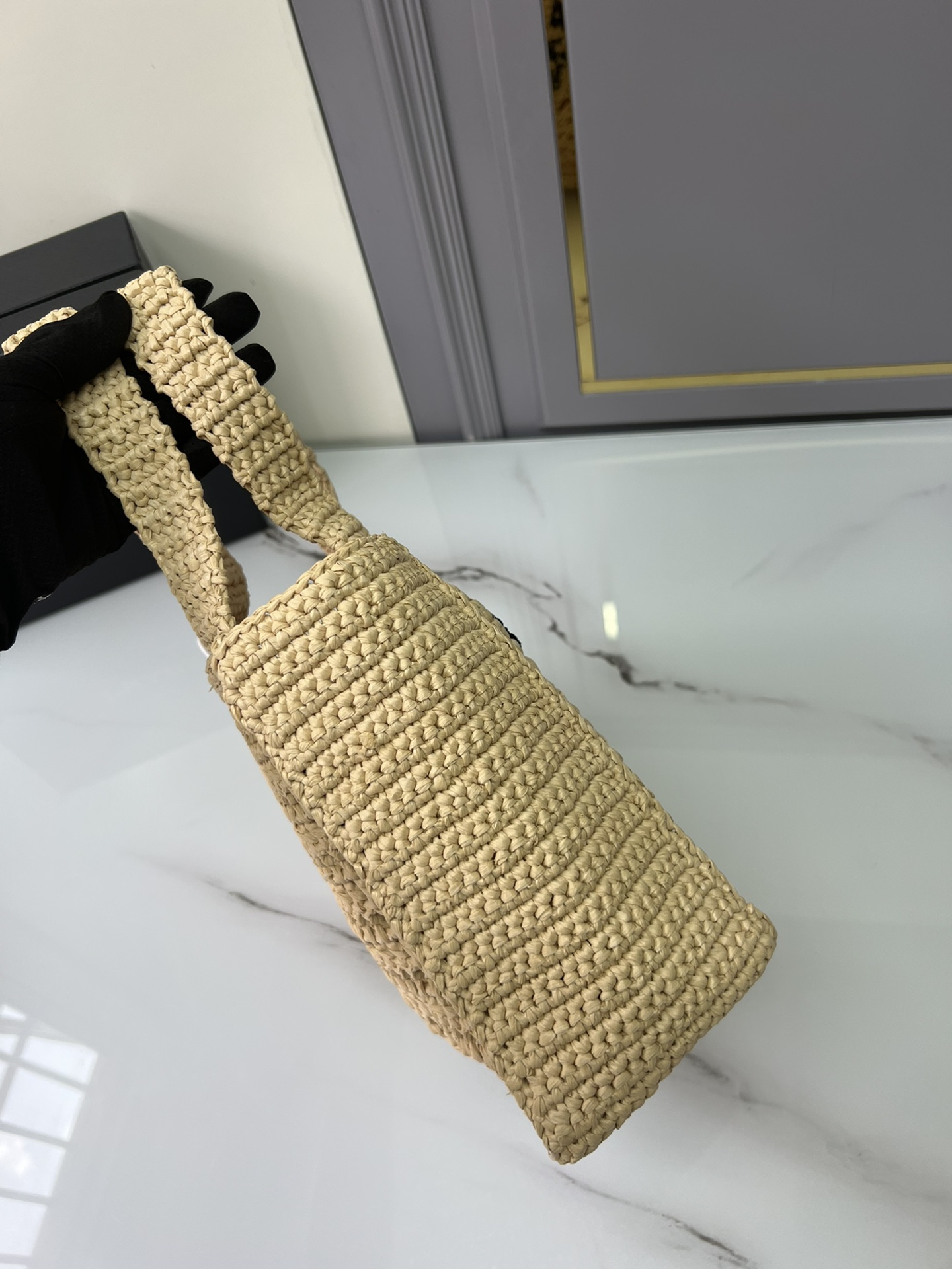 [Top] PRADA Straw Shoulder Bags 26x22x11cm