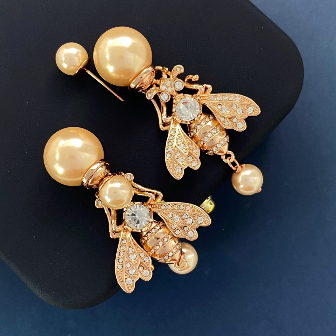[TOP] Christian Dior Bee Earrings - Rose Gold