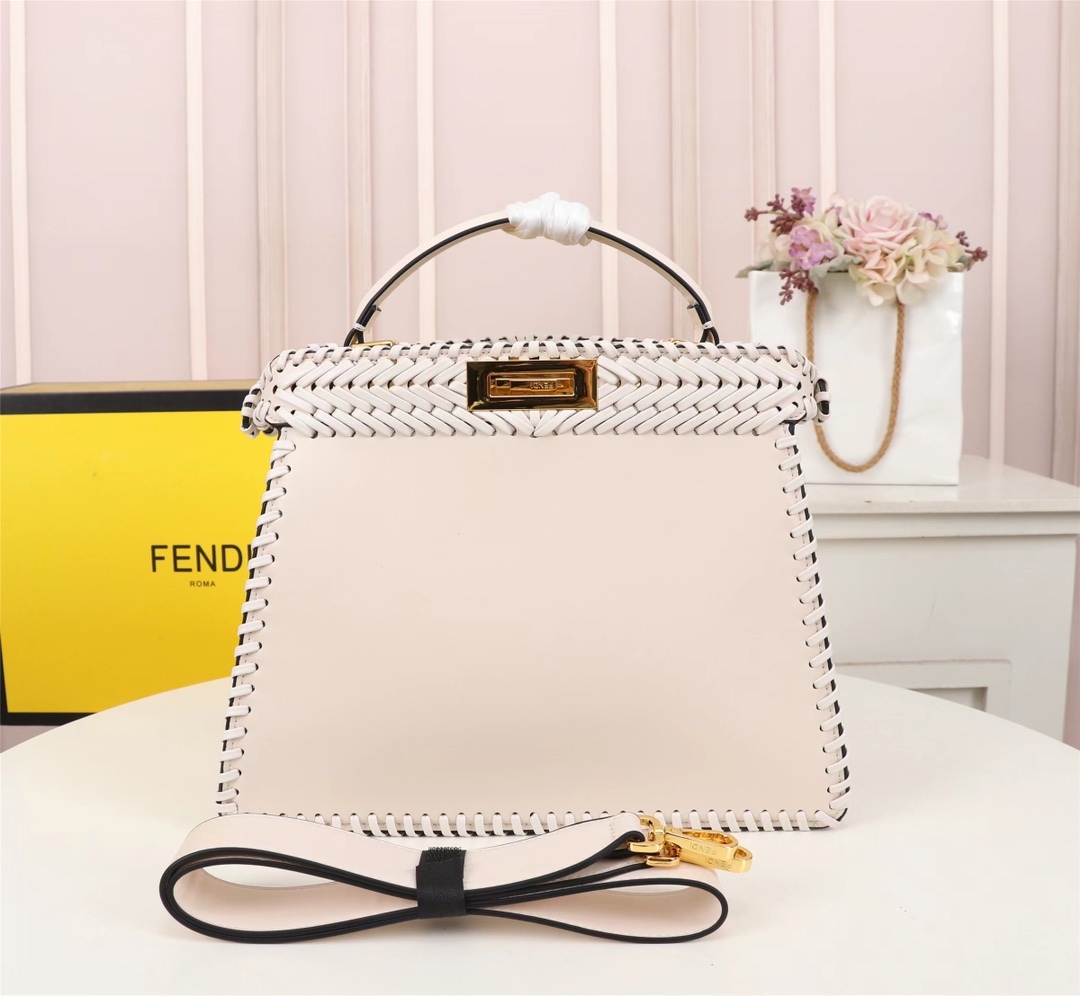[TOP] FENDI Peekaboo ISeeU Handbag 33cm - White