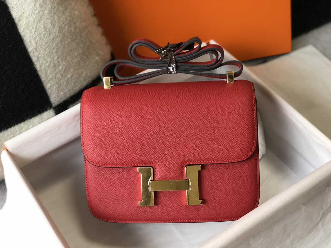 [TOP] HERMES Constance epsom 19/23 CM- Red & GHW