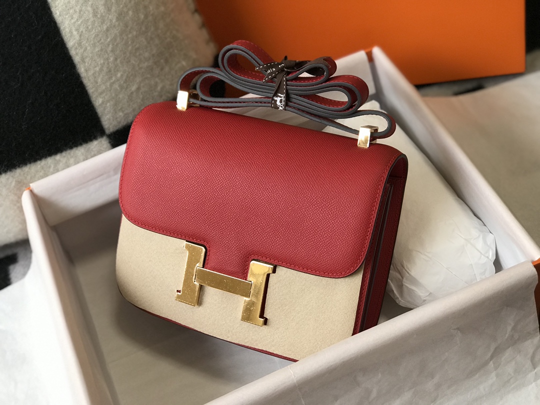 [TOP] HERMES Constance epsom 19/23 CM- Red & GHW