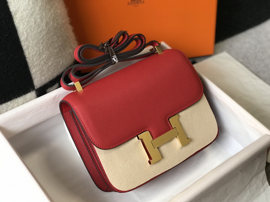 [TOP] HERMES Constance epsom 19/23 CM- Red & GHW