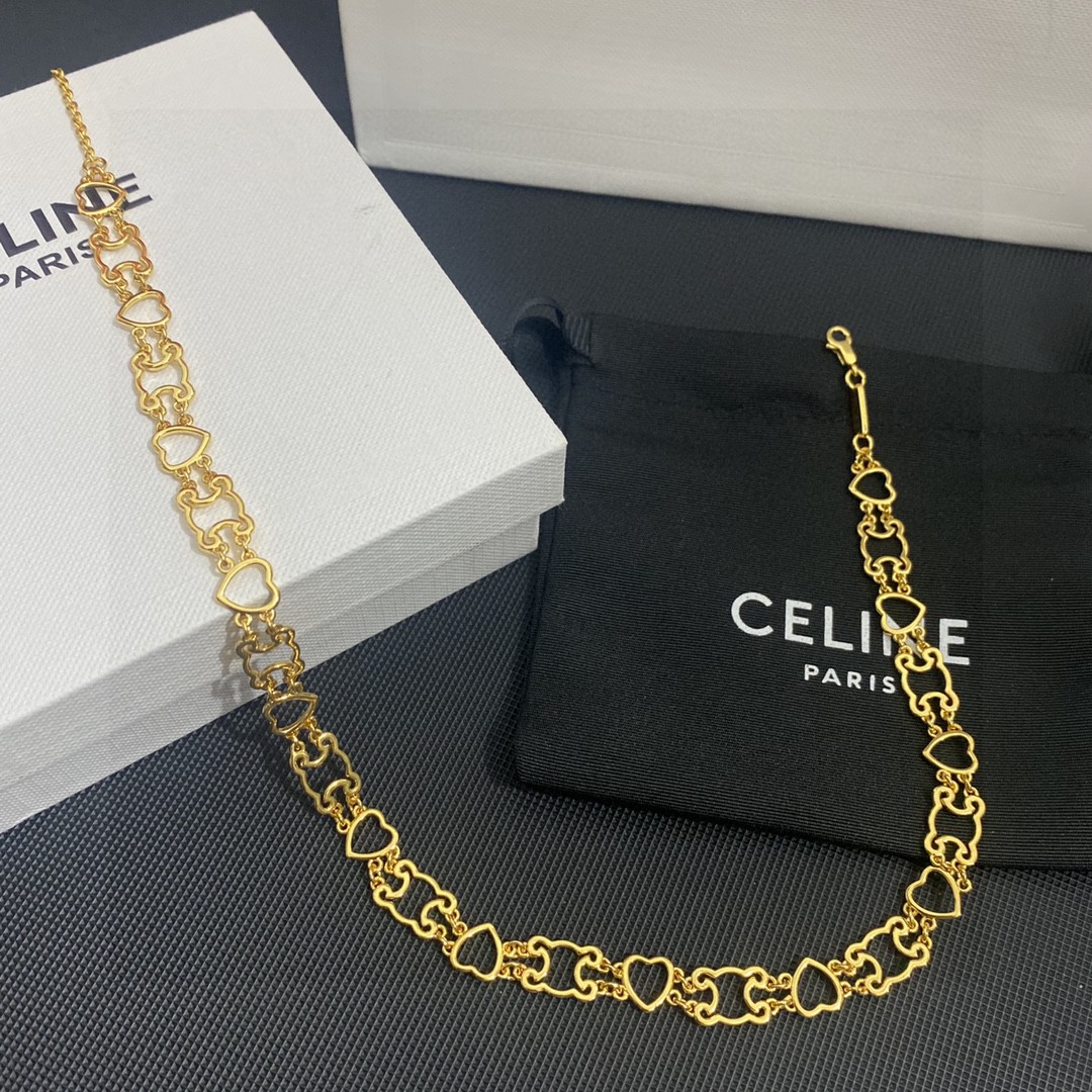 [TOP] CELINE Hollow Heart Necklace