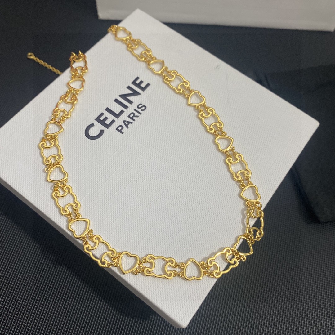 [TOP] CELINE Hollow Heart Necklace
