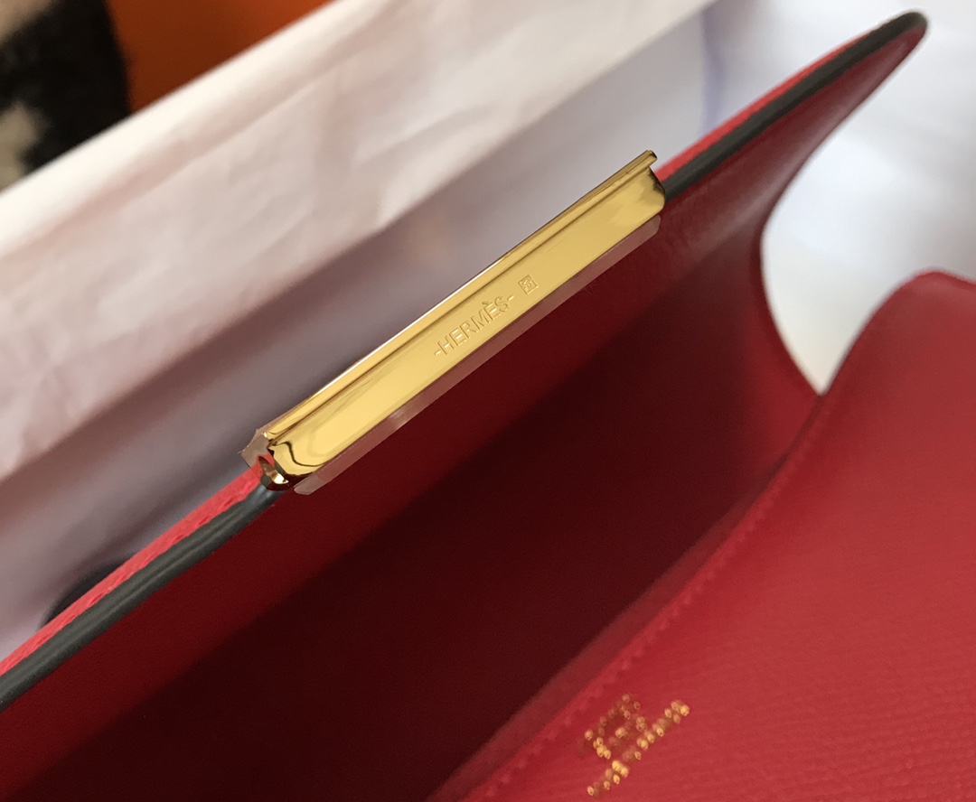 [TOP] HERMES Constance epsom 19/23 CM- Red & GHW