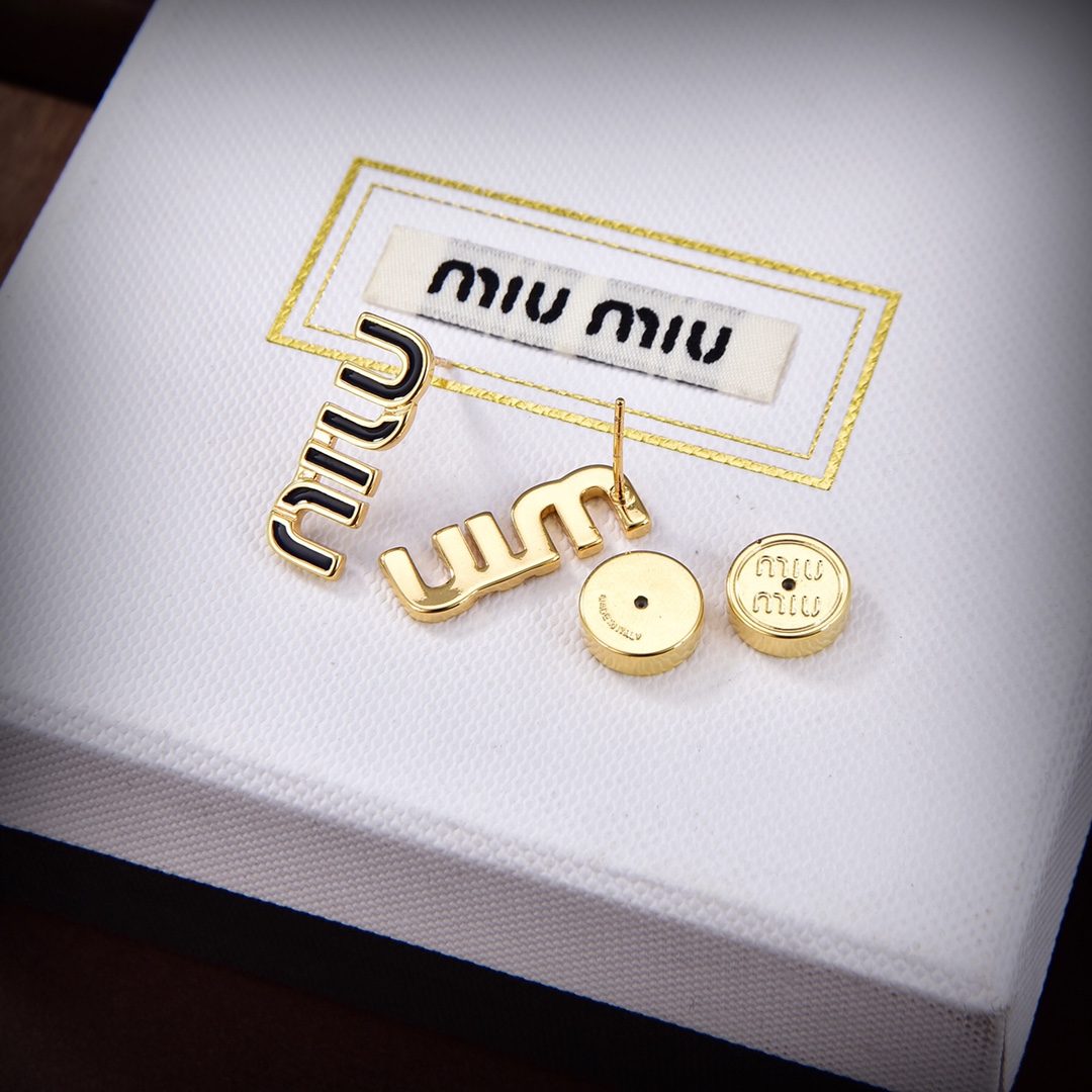 [TOP] Miu Miu Earrings - Gold with Black