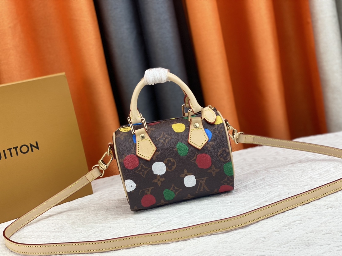 [TOP] Louis Vuitton LV LV x YK Nano Speedy Bag 16x10x7.5cm-Brown