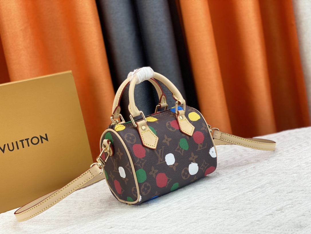 [TOP] Louis Vuitton LV LV x YK Nano Speedy Bag 16x10x7.5cm-Brown