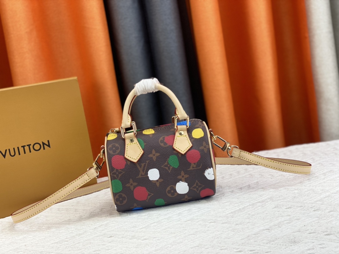 [TOP] Louis Vuitton LV LV x YK Nano Speedy Bag 16x10x7.5cm-Brown