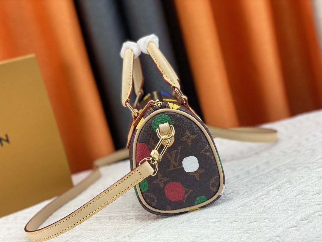 [TOP] Louis Vuitton LV LV x YK Nano Speedy Bag 16x10x7.5cm-Brown