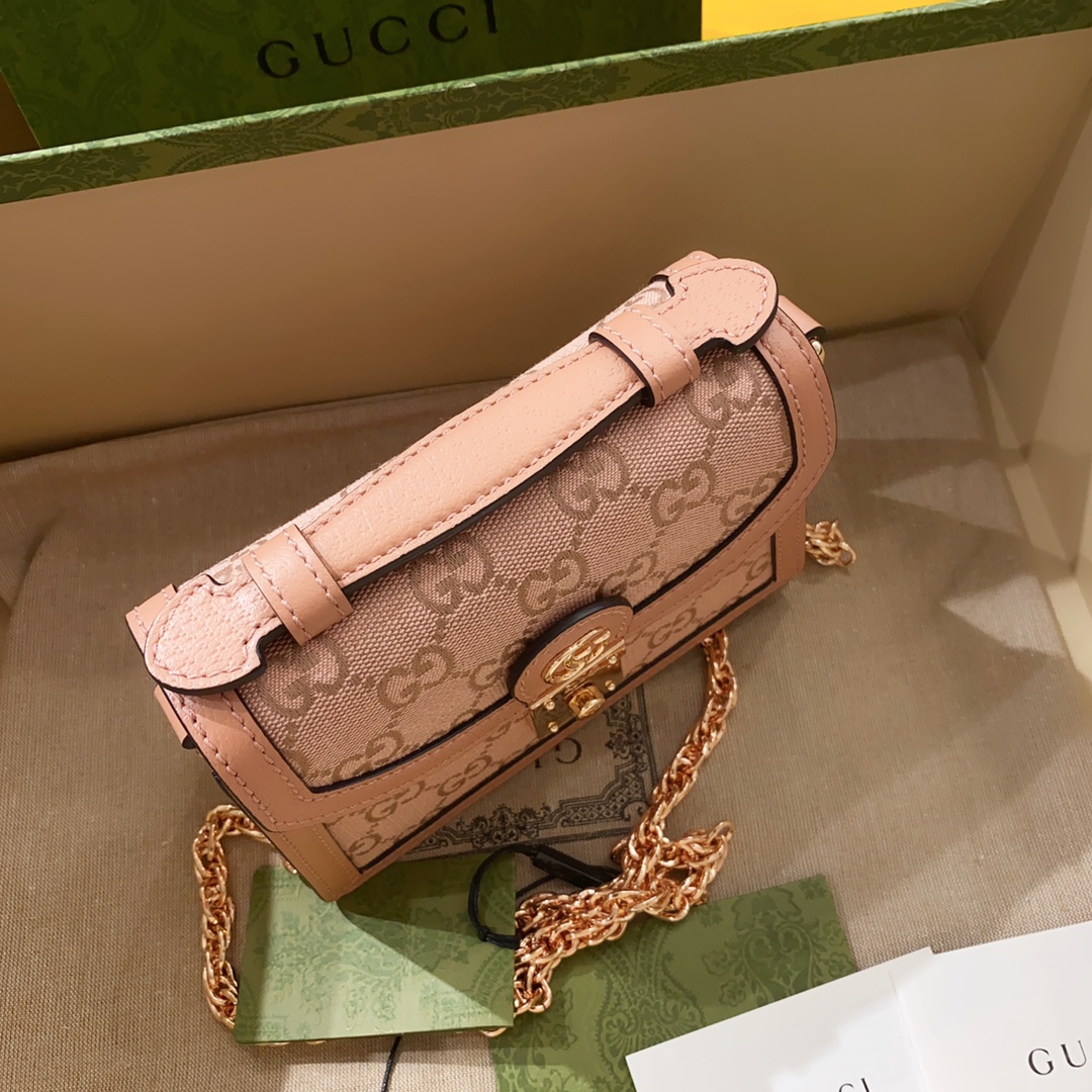 [TOP] GUCCI G*G Ophidia Top Handle Mini Bags 17.5cm (W) x 13cm (H) x 6cm (D) - Pink