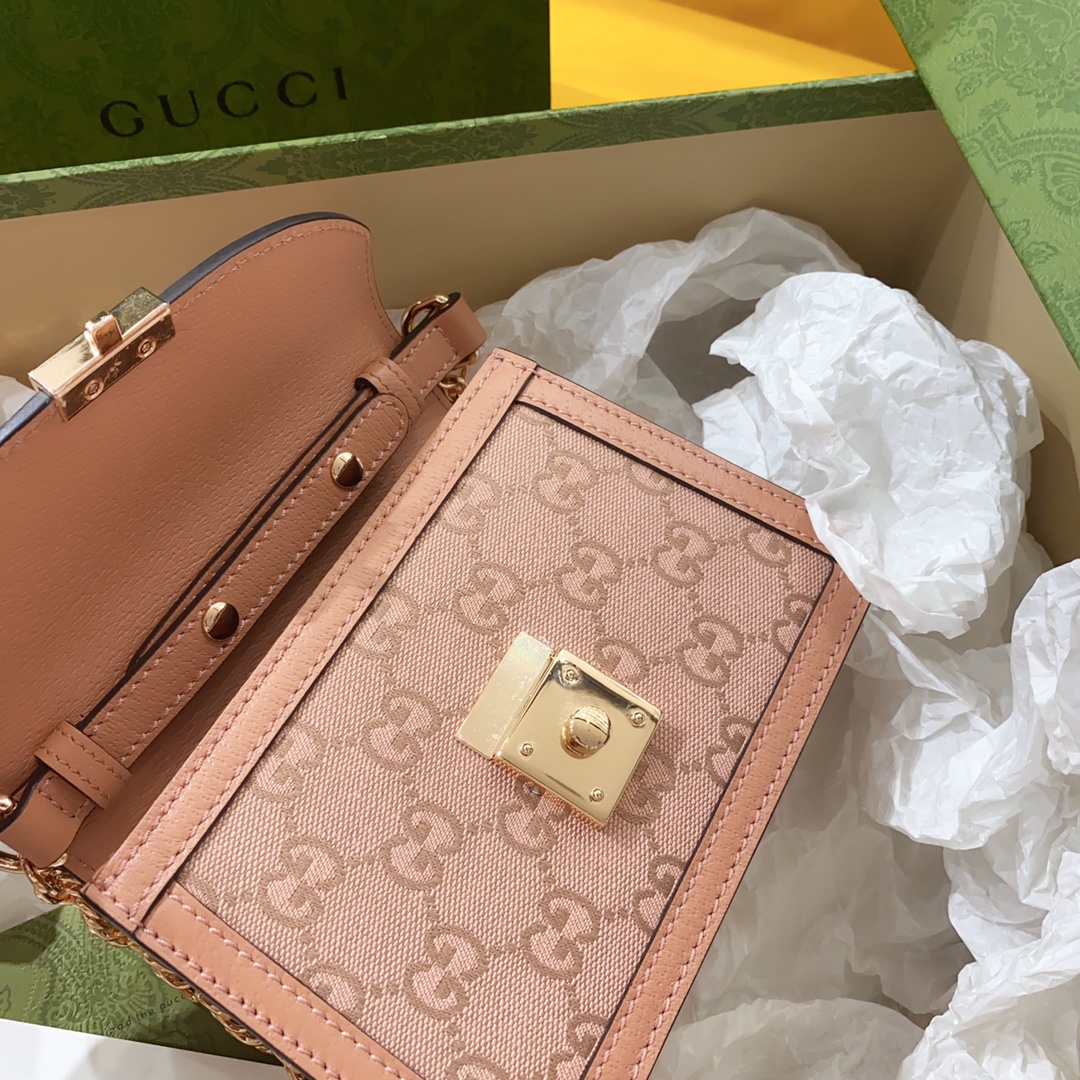 [TOP] GUCCI G*G Ophidia Top Handle Mini Bags 17.5cm (W) x 13cm (H) x 6cm (D) - Pink