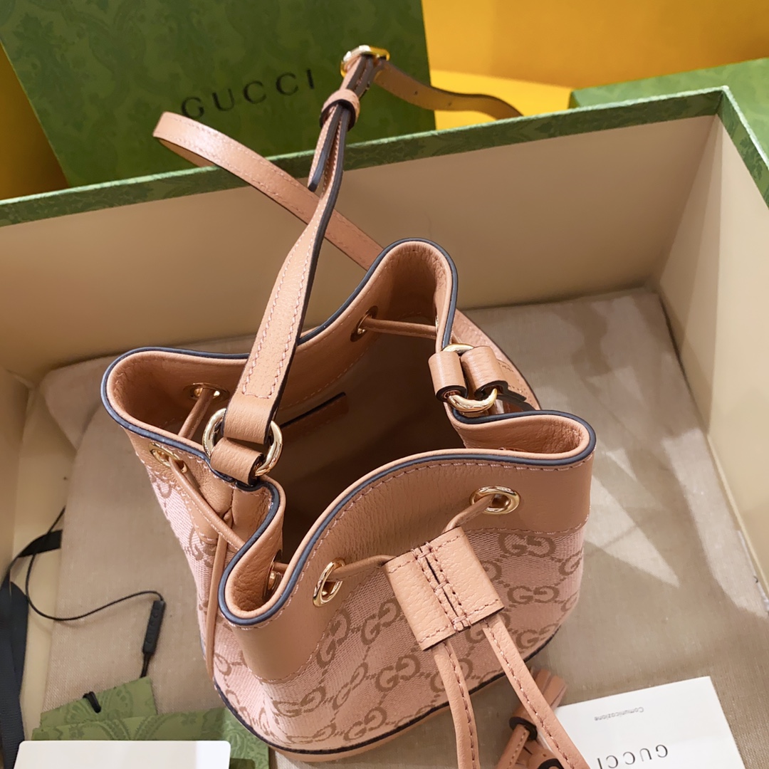 [TOP] GUCCI G*G Ophidia Mini Bucket  Bags 15.5cm (W) x 19cm (H) x 9cm (D) - Pink