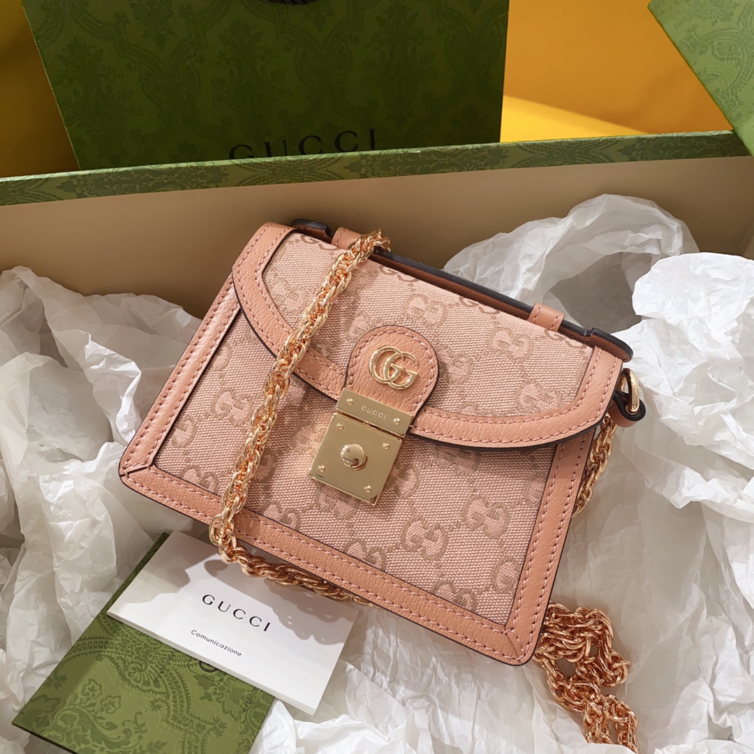 [TOP] GUCCI G*G Ophidia Top Handle Mini Bags 17.5cm (W) x 13cm (H) x 6cm (D) - Pink