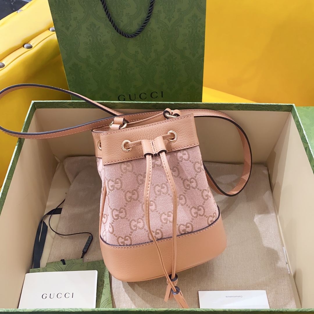 [TOP] GUCCI G*G Ophidia Mini Bucket  Bags 15.5cm (W) x 19cm (H) x 9cm (D) - Pink