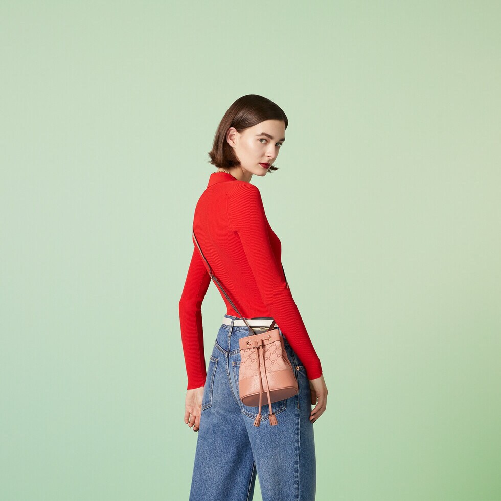 [TOP] GUCCI G*G Ophidia Mini Bucket  Bags 15.5cm (W) x 19cm (H) x 9cm (D) - Pink