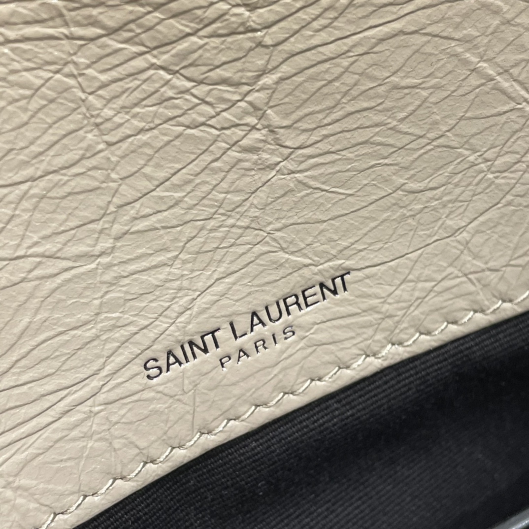 [Top] Yves Saint Laurent YSL Small Niki Wrinkles Leather Bag - Khaki