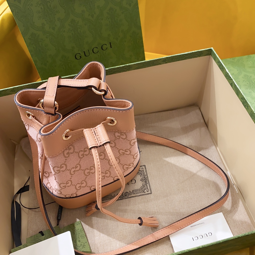 [TOP] GUCCI G*G Ophidia Mini Bucket  Bags 15.5cm (W) x 19cm (H) x 9cm (D) - Pink