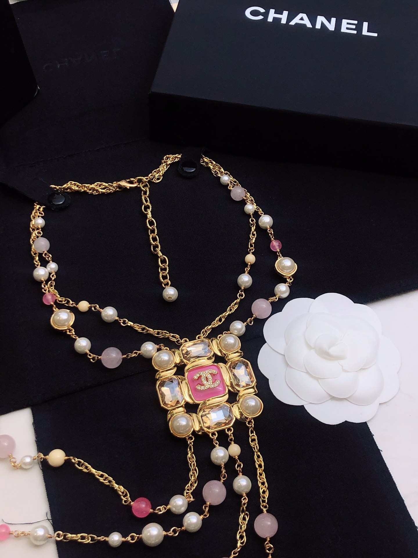 [TOP] CHANEL Pearl Dounble C Necklaces