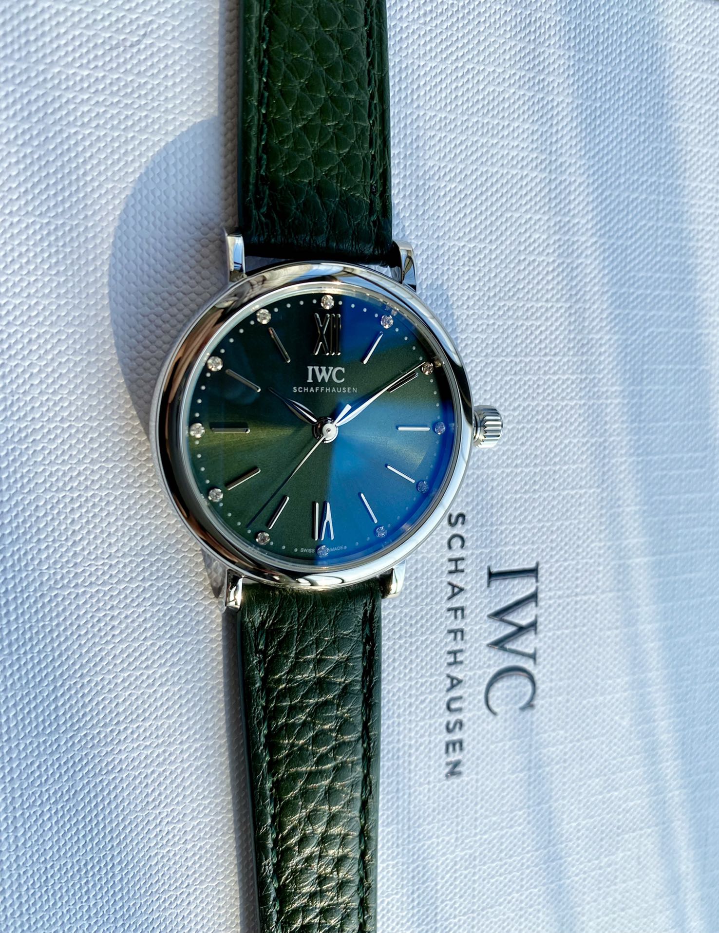 [TOP] IWC Watch 34mm - Dark Green & Silver