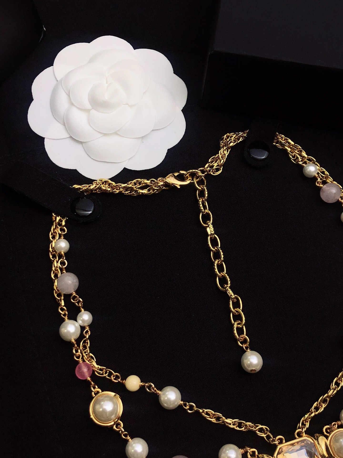 [TOP] CHANEL Pearl Dounble C Necklaces