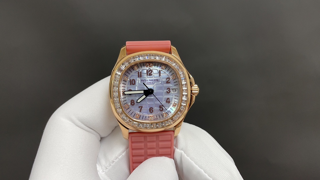 [TOP] Patek Philippe AQUANAUT Women's 35.6mm Watch - Dark Pink with Gold
