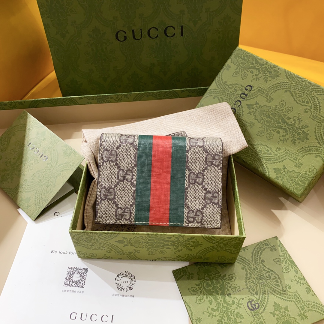[TOP] GUCCI Cake Cat Pattern Card Case Wallet 11.5x8x3 cm